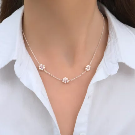 Collier Lilia Argent rose