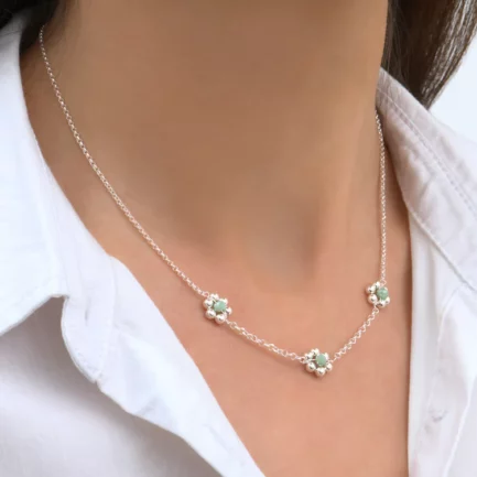 Collier Lilia Argent vert azur