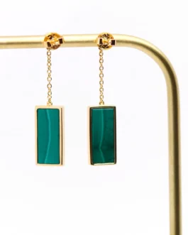 Augustine - Boucles d'oreilles plaqué or & malachite