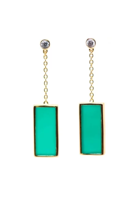 Augustine: Boucles d'oreilles pendantes plaqué or Onyx vert Lambertine