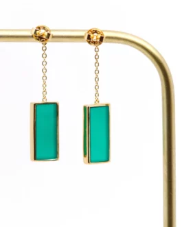 Augustine - Boucles d'oreilles plaqué or & onyx vert