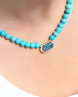 Ernestine - Collier turquoise & labradorite