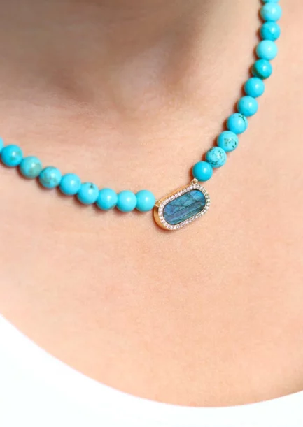 Ernestine: Collier Turquoise et Labradorite Lambertine