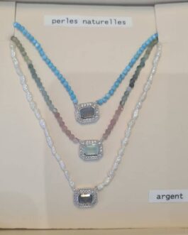 Collier argent & pierres naturelles Lambertine