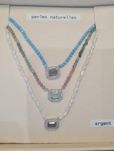 Lambertine collier argent et pierres