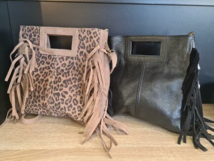 Sac cuir 100% noir & léopard