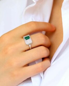 Philomène - Bague Art Déco Argent et Onyx vert